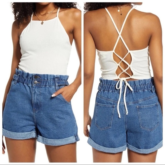 BP. - Ribbed Tie Back Crop Tank - Picture 2 of 7